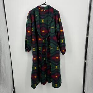 Personal Identity Fleece Aztec Duster Coat Robe Southwestern Multicolor Size XL